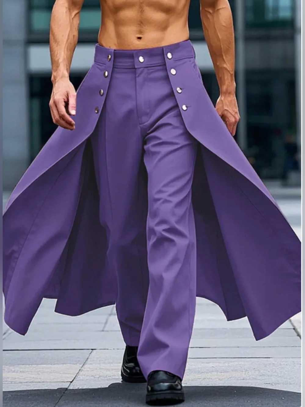INCERUN Purple Skate Graphic Wide-Leg Pants